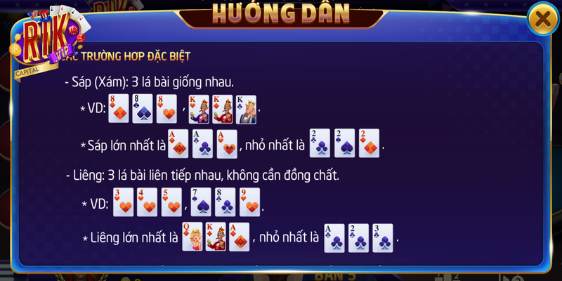 Những trường hợp đặc biệt trong game bài liêng